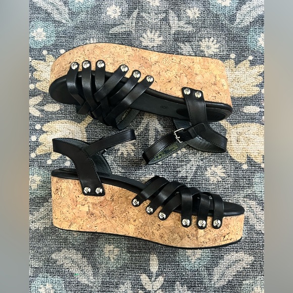 Bussola Mansfield Mavis Black Leather and Cork Platform Sandal - Picture 6 of 10